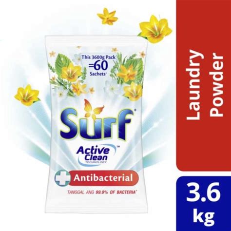 Surf Antibacterial Laundry Powder Detergent 3.6KG Pouch.